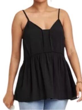 Knox Rose Black Spaghetti-Strap Peplum Cami